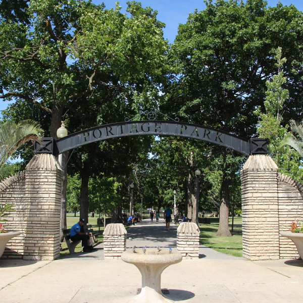 Portage Park entrance flagstones